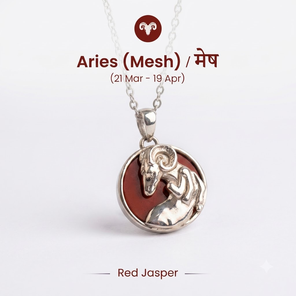 Aries (Mesh) Zodiac Pendant – Red Jasper Crystal Necklace – Good Habiitss