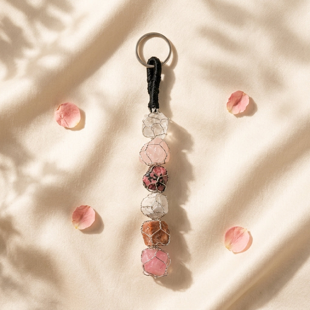 Love Relationship Raw Stone Keychain