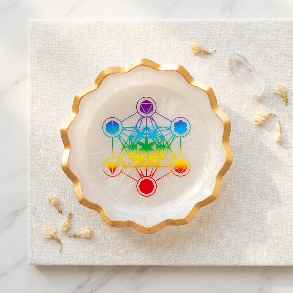 Multi - color chakra selenite Bowl - GOOD HABITSS