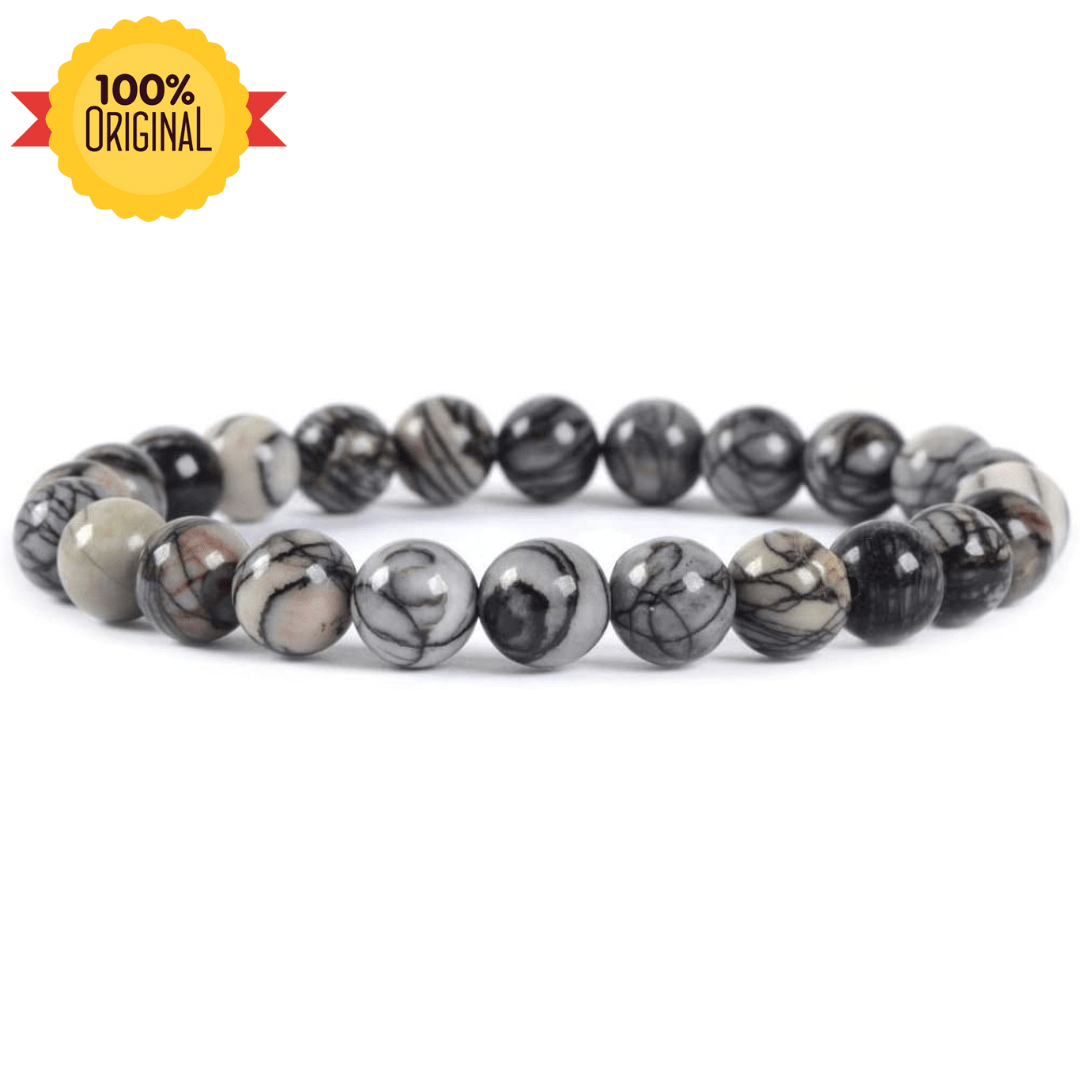 Natural Black Web Jasper Bracelet - GOOD HABITSS