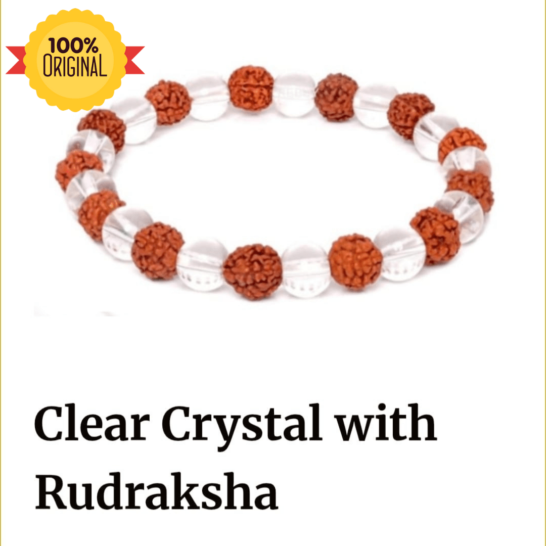 Natural Clear Quartz + Rudraksh Bracelet - GOOD HABITSS