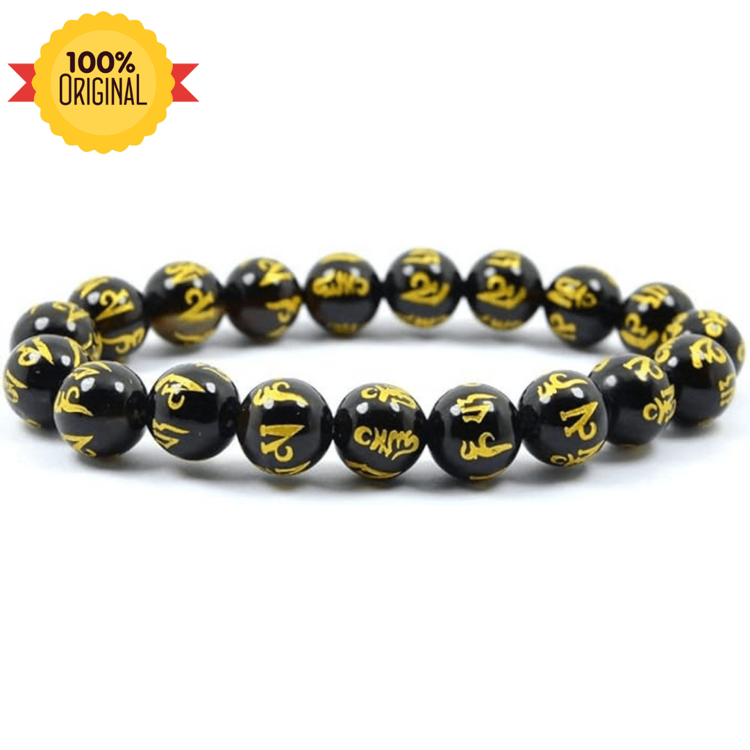NATURAL OM MANI PADME HUM BLACK ONYX BRACELET - GOOD HABITSS