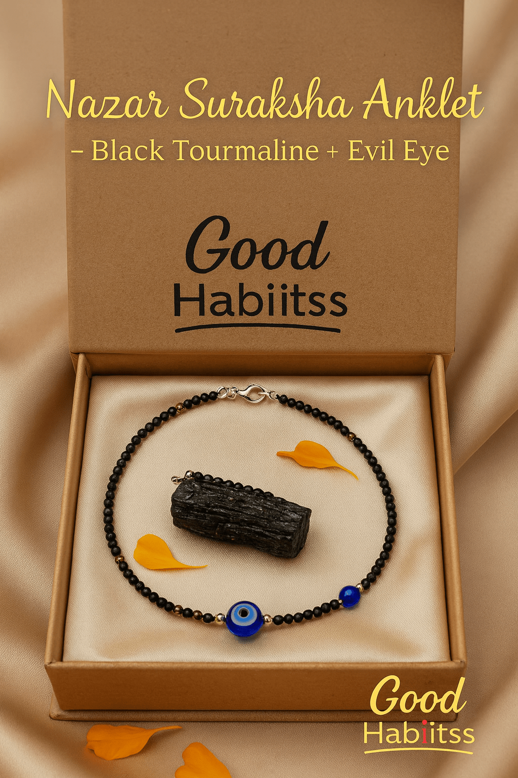 Negative Energy Blocker Anklet – Evil Eye + Tourmaline - GOOD HABITSS
