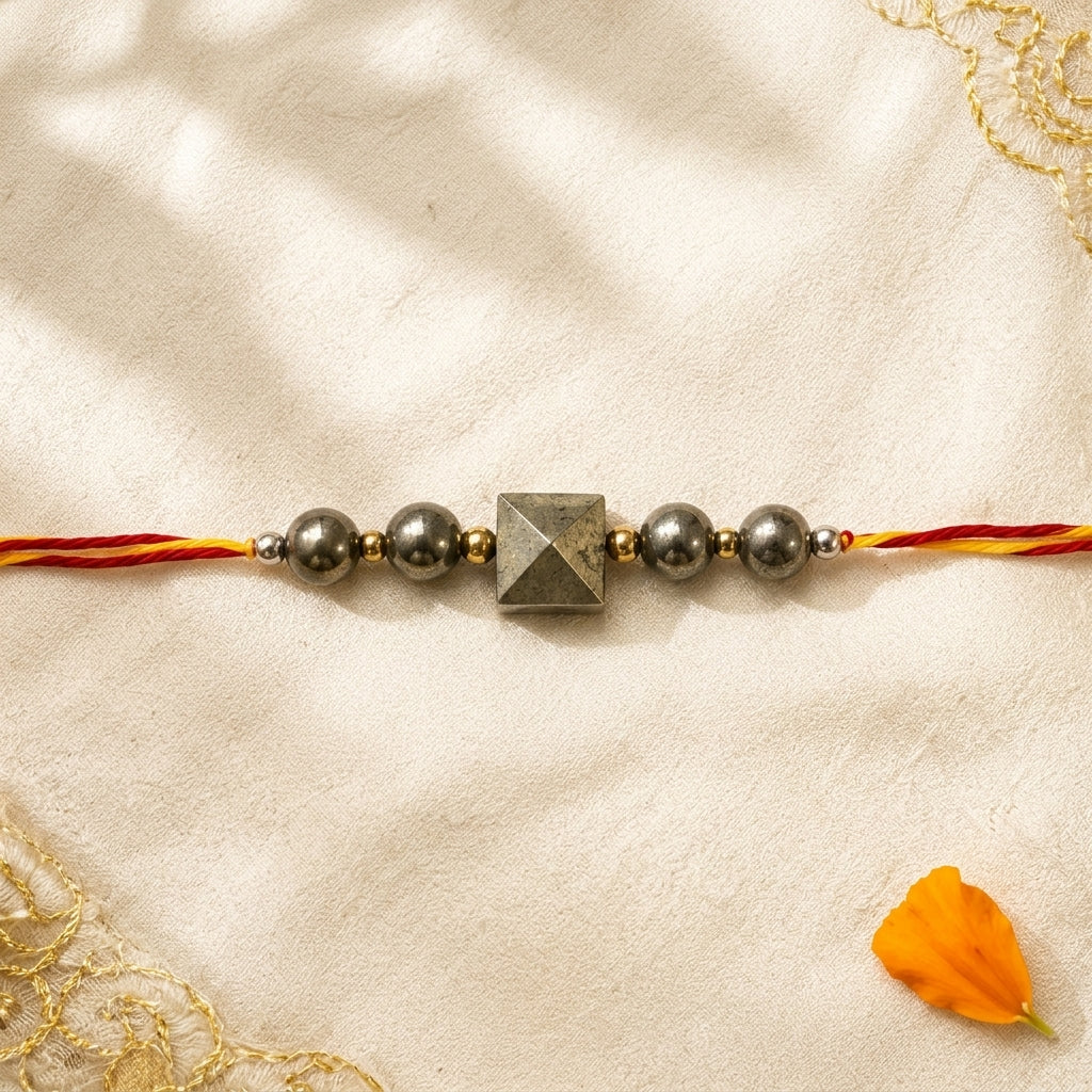 Pyrite Pyramid Rakhi – Geometric Raksha Bandhan Gift – Good Habiitss