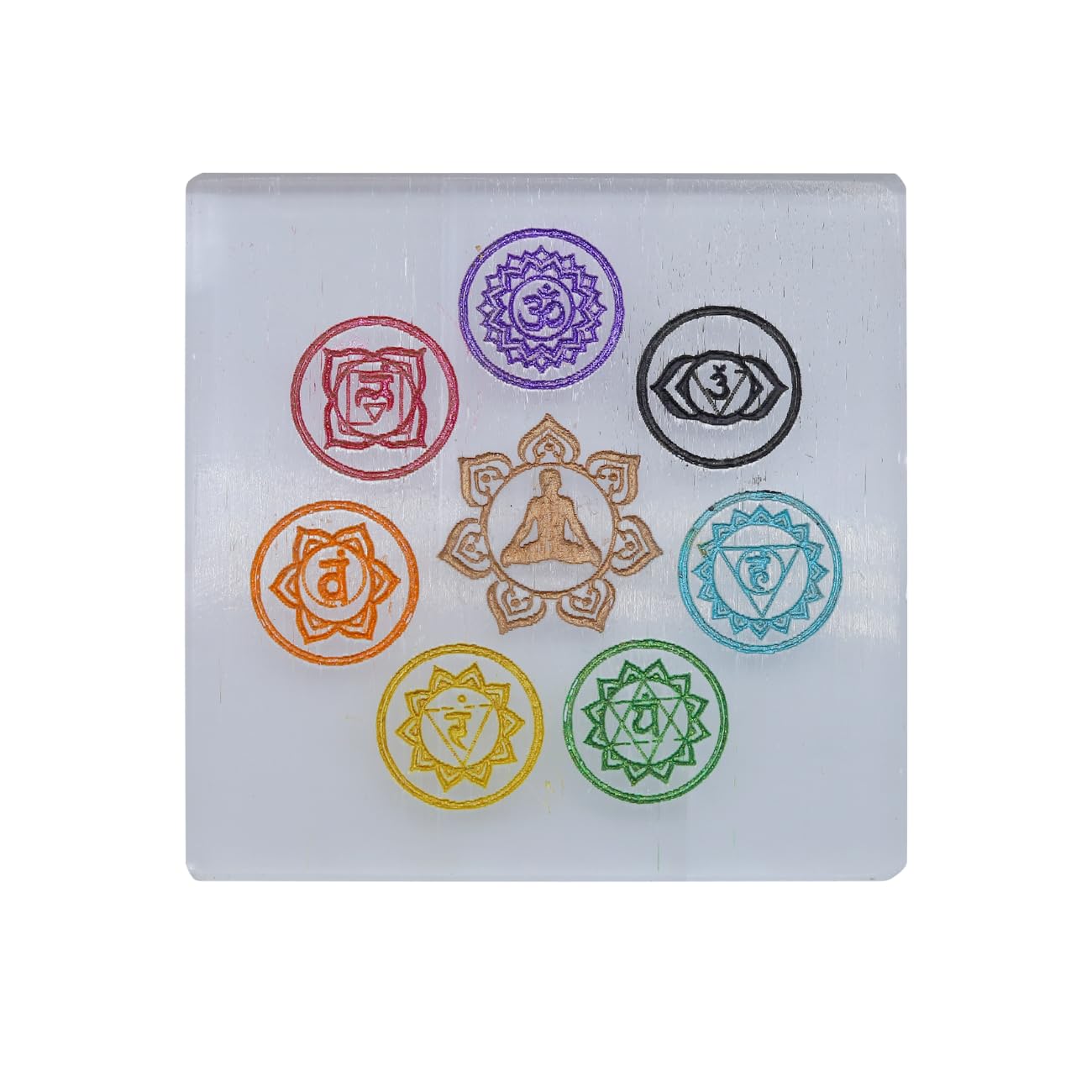 Selenite Seven Chakra Crystal Charging Plate - GOOD HABITSS