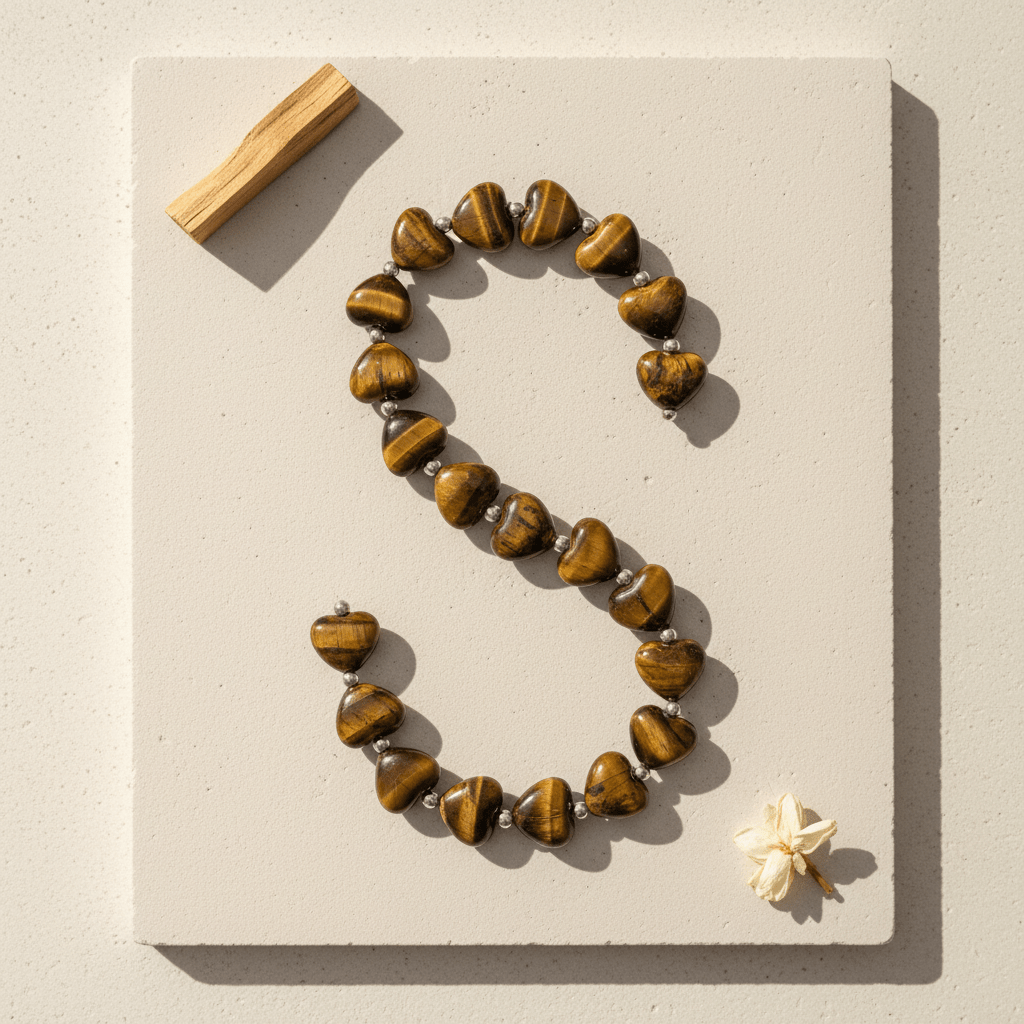 Tiger Eye Heart Crystal Beads Line - GOOD HABITSS