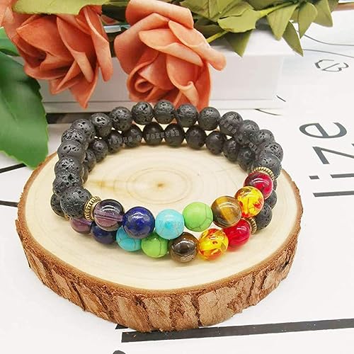 7 Chakra Lava Bracelet - GOOD HABITSS