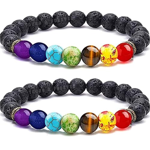 7 Chakra Lava Bracelet - GOOD HABITSS