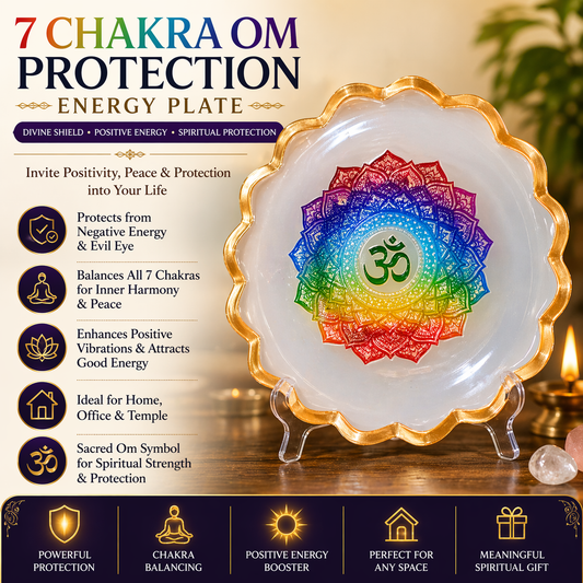 7 Chakra Om Protection Energy Selenite Bowl - GOOD HABITSS