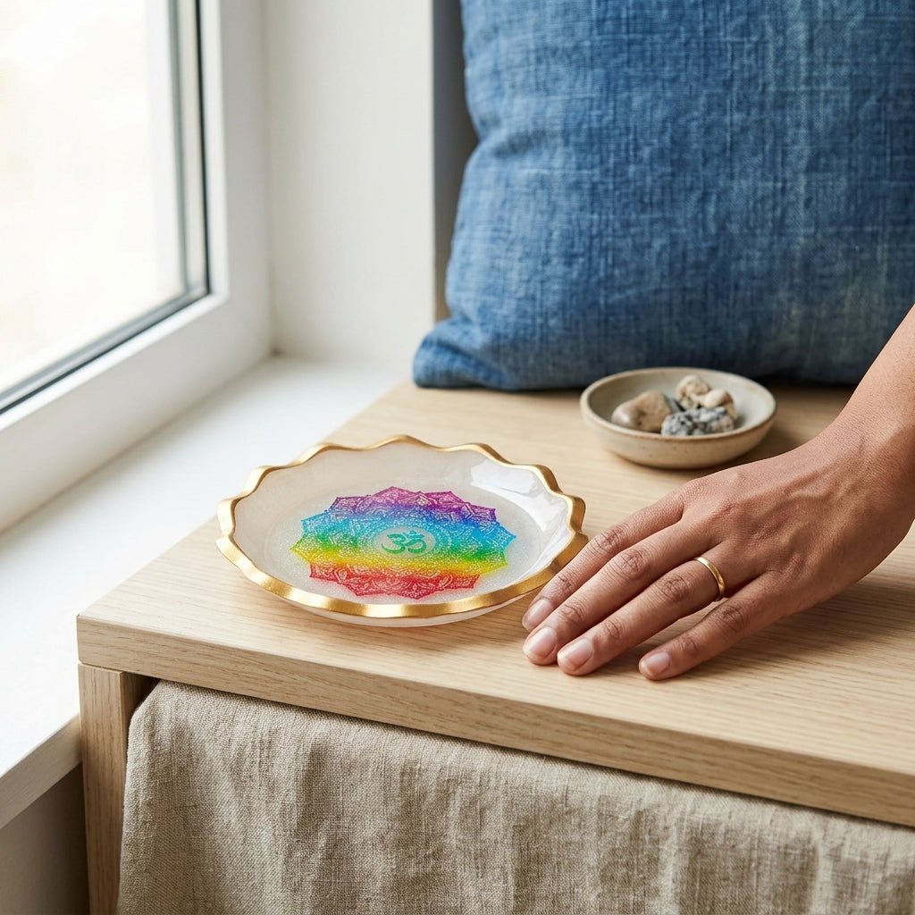 7 Chakra Om Protection Energy Selenite Bowl - GOOD HABITSS