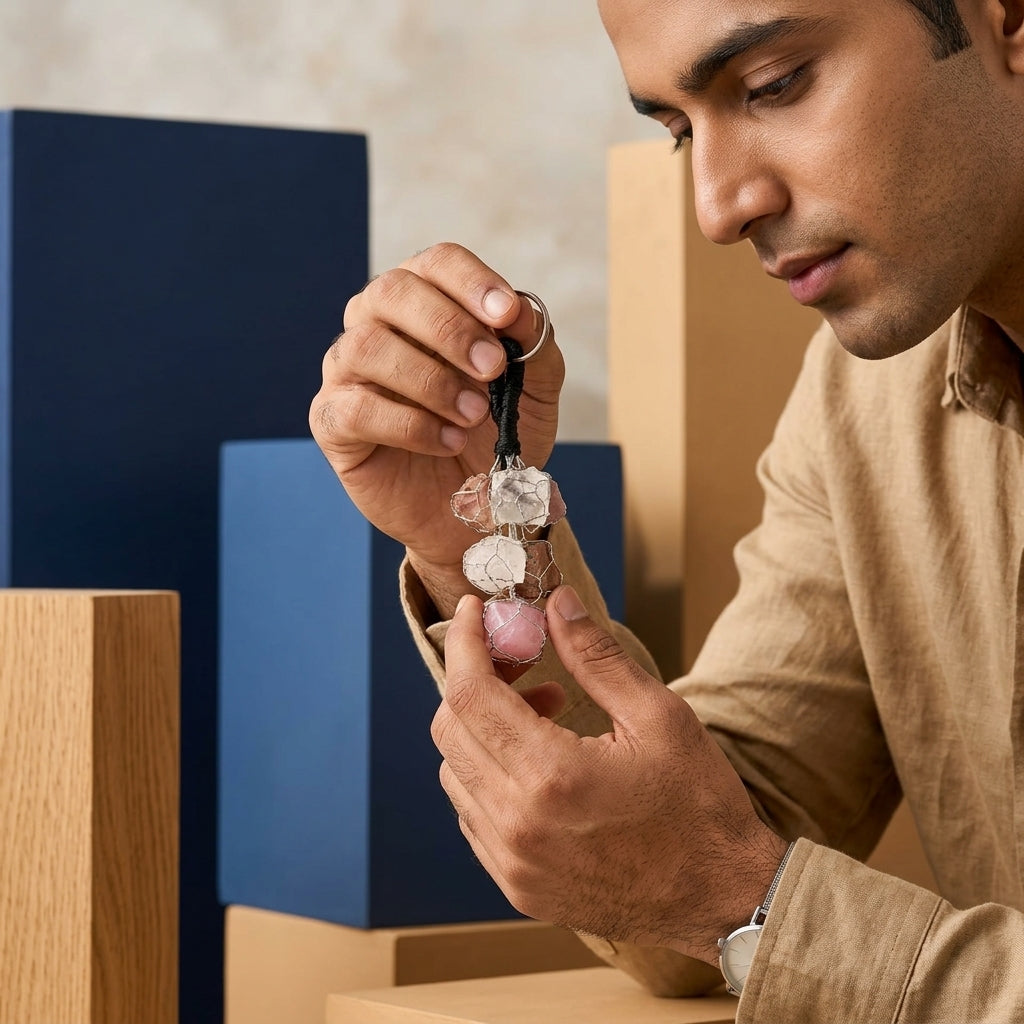 Love Relationship Raw Stone Keychain