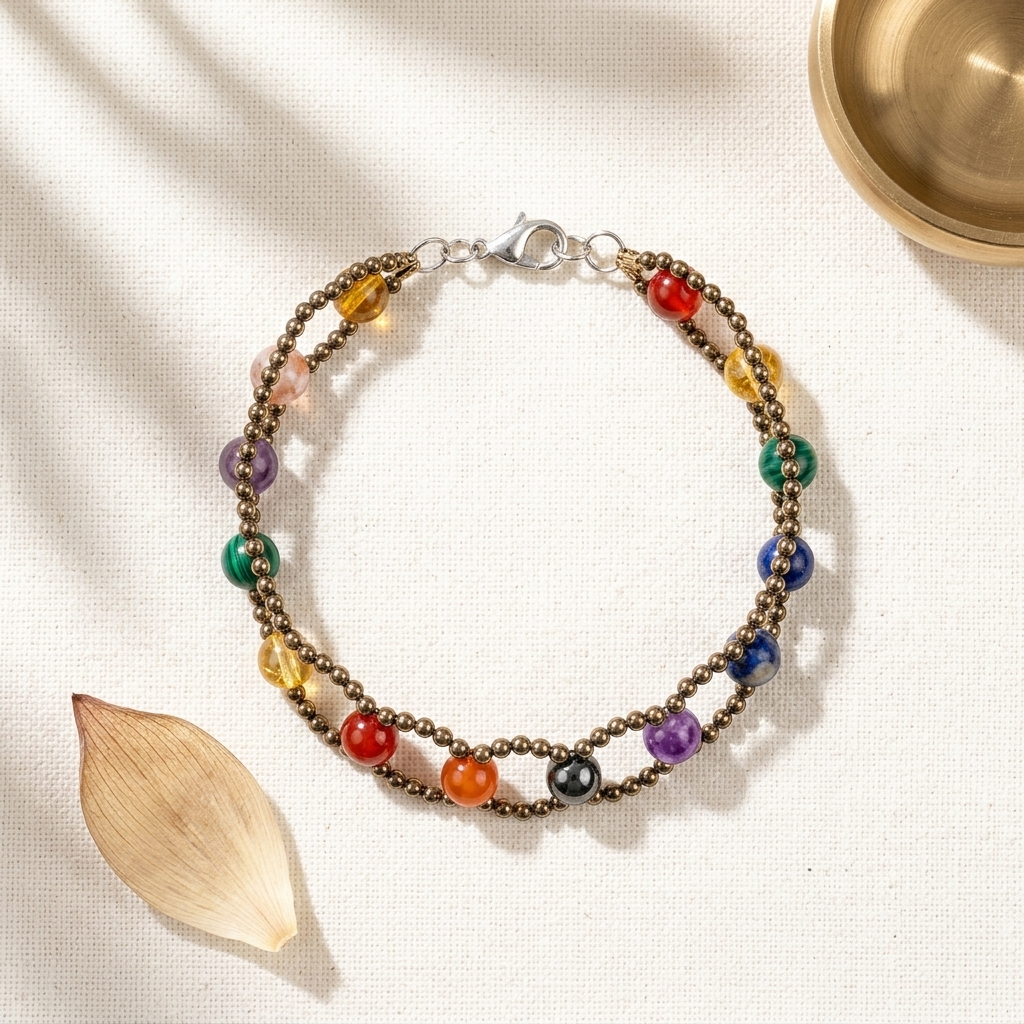 Seven Chakra Crystal Bracelet – 6mm Multi-Gemstone Jewellery – Good Habiitss