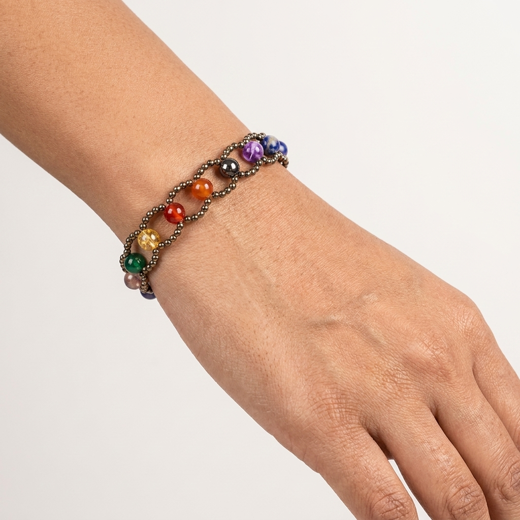 Seven Chakra Crystal Bracelet – 6mm Multi-Gemstone Jewellery – Good Habiitss