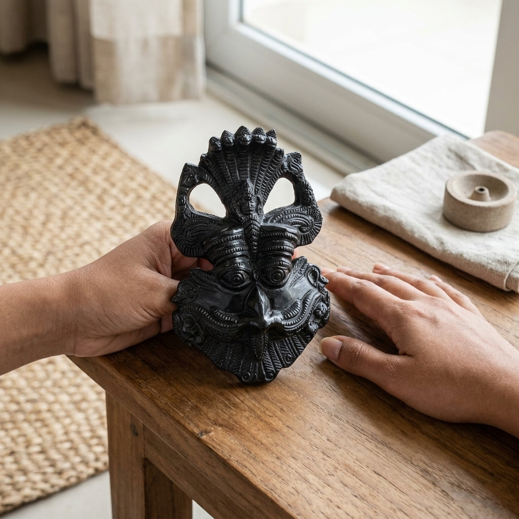 Black Tourmaline 3-Mukhi Inspired Decorative Idol – Good Habiitss