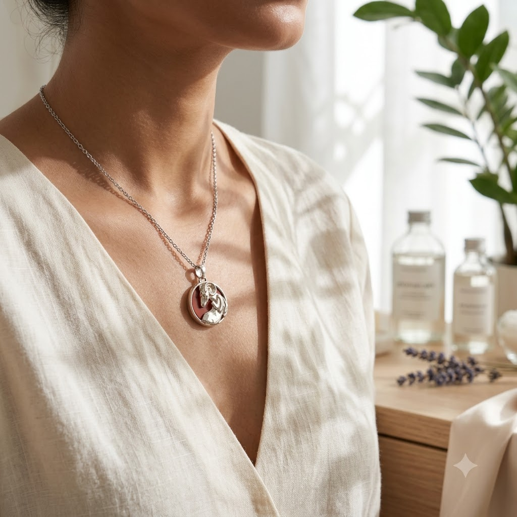 Aries (Mesh) Zodiac Pendant – Red Jasper Crystal Necklace – Good Habiitss