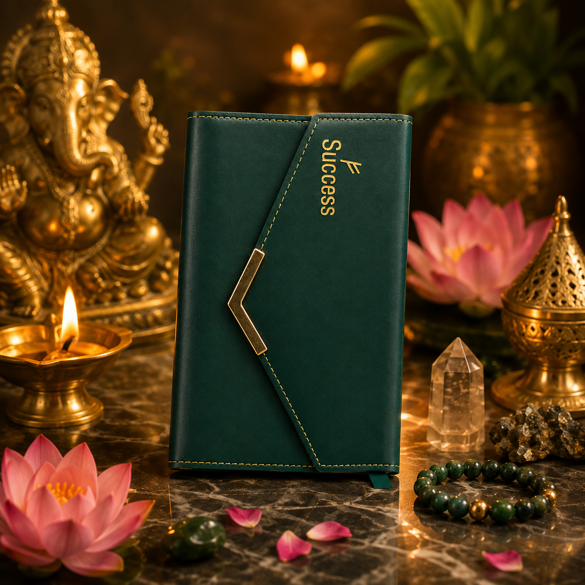 Success Green Vegan-Leather Long Wallet – Premium Lifestyle Accessory – Good Habiitss