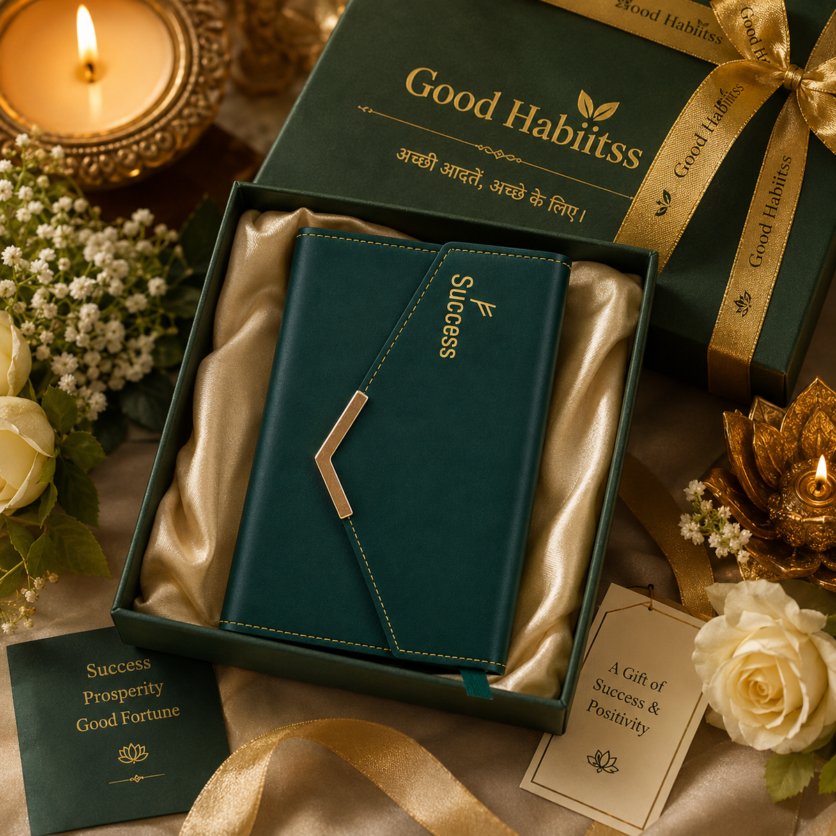 Success Green Vegan-Leather Long Wallet – Premium Lifestyle Accessory – Good Habiitss