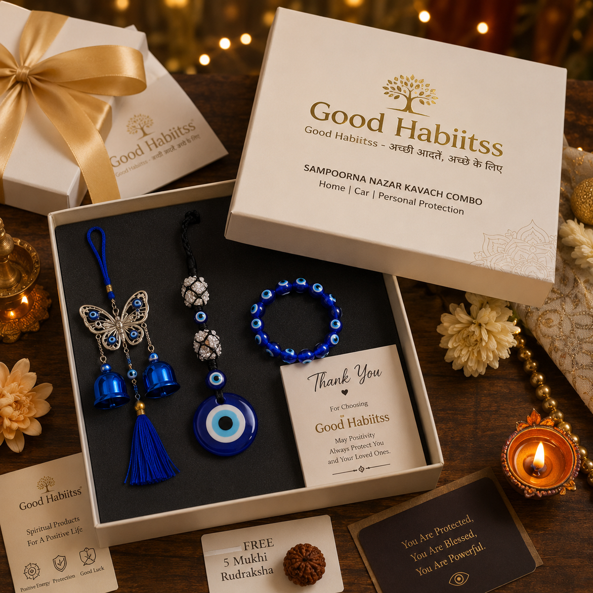 Sampoorna Nazar Kavach Combo – Traditional Evil Eye-Themed Gift Set – Good Habiitss