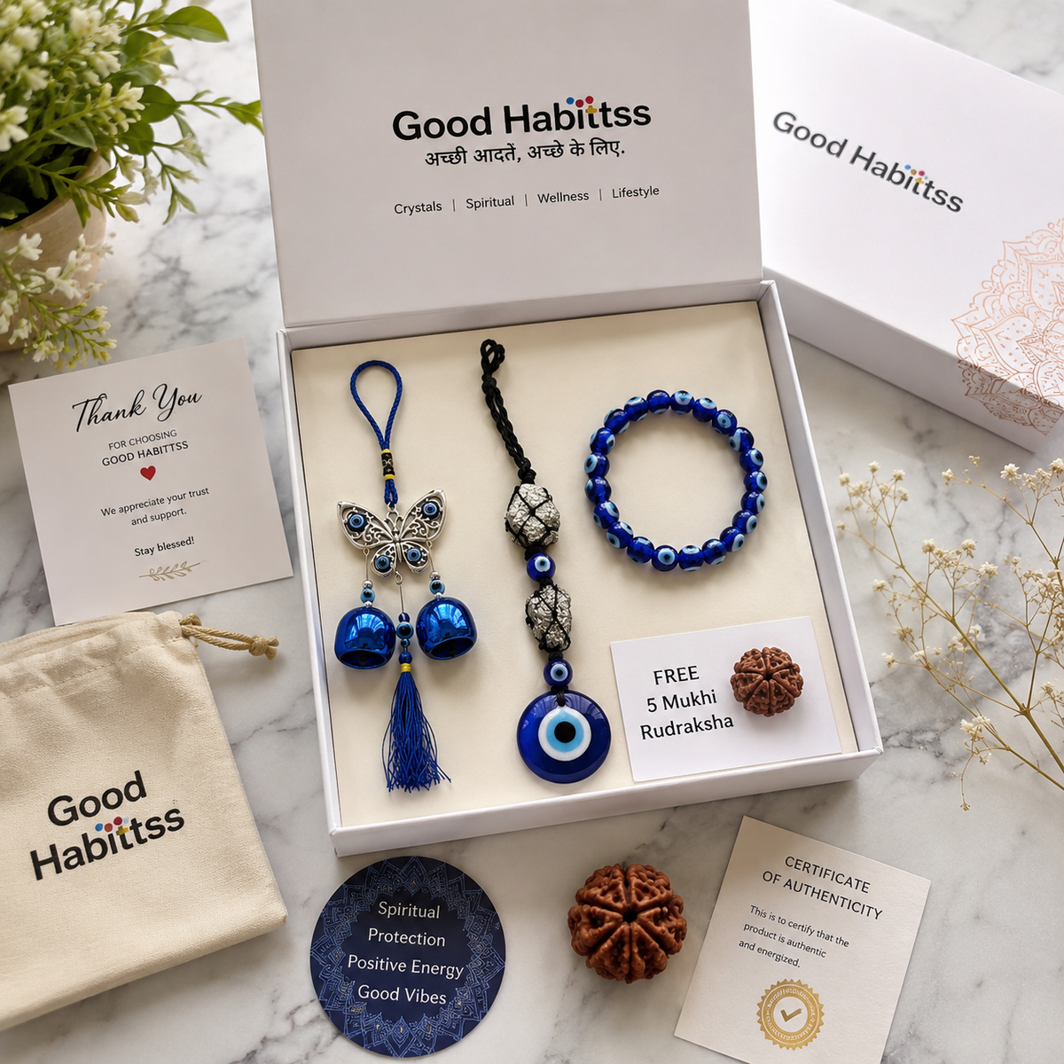 Sampoorna Nazar Kavach Combo – Traditional Evil Eye-Themed Gift Set – Good Habiitss