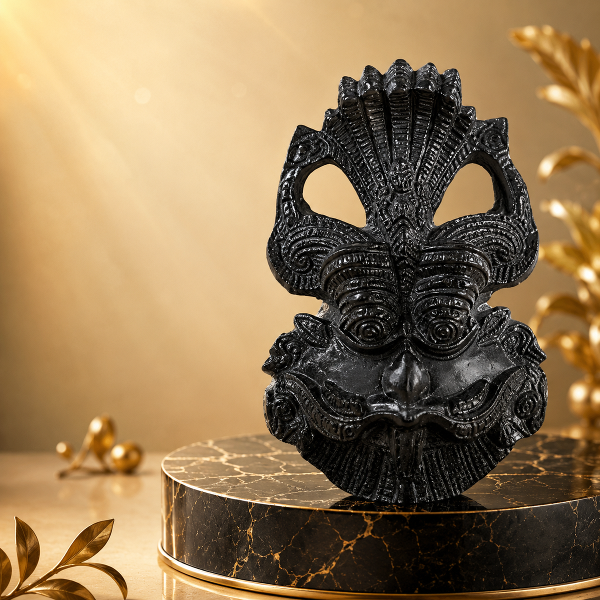 Black Tourmaline 3-Mukhi Inspired Decorative Idol – Good Habiitss