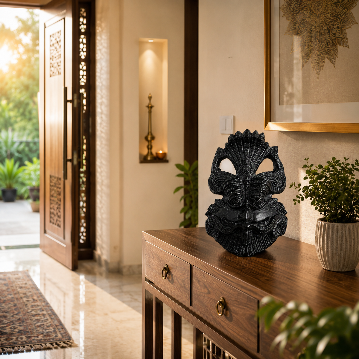 Black Tourmaline 3-Mukhi Inspired Decorative Idol – Good Habiitss