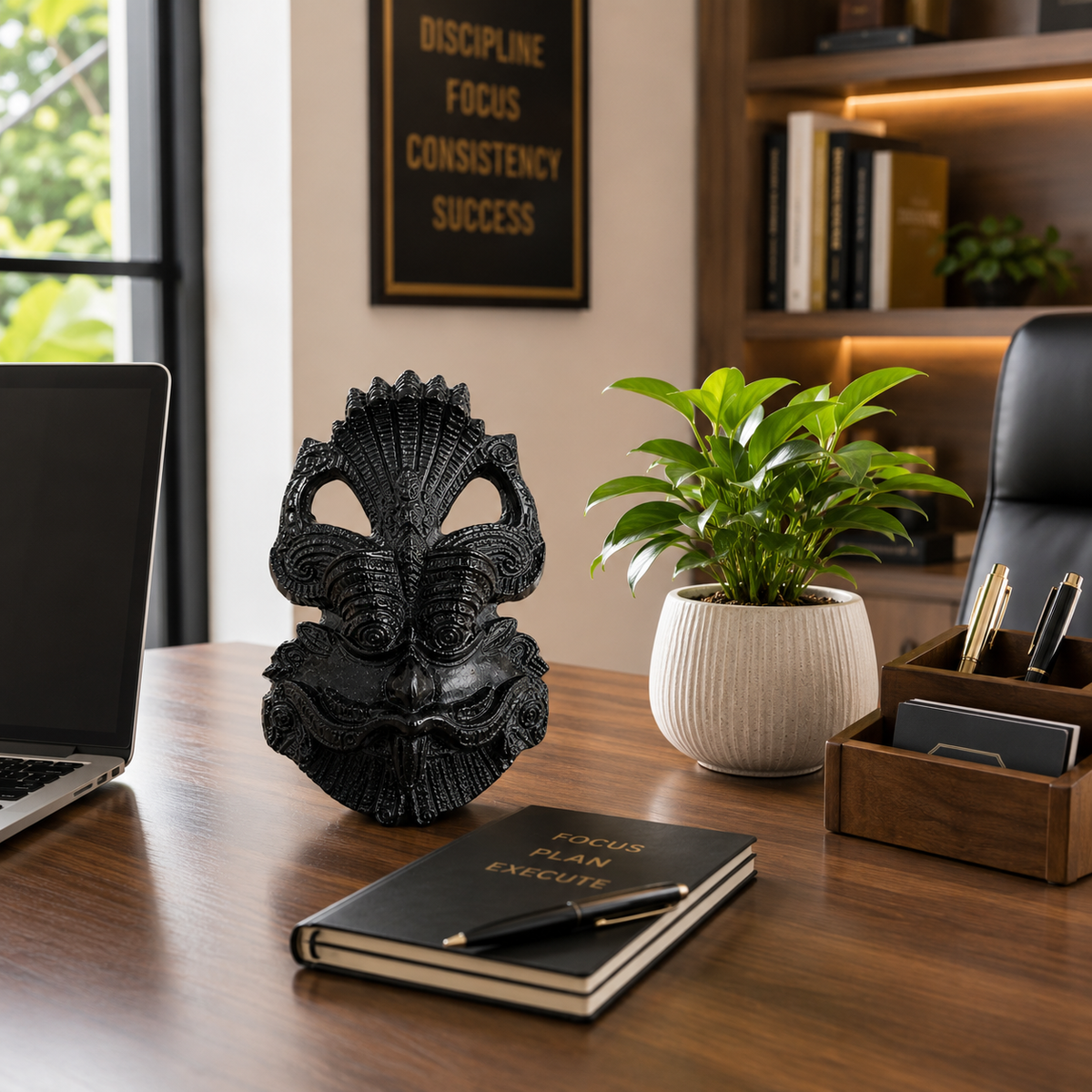 Black Tourmaline 3-Mukhi Inspired Decorative Idol – Good Habiitss
