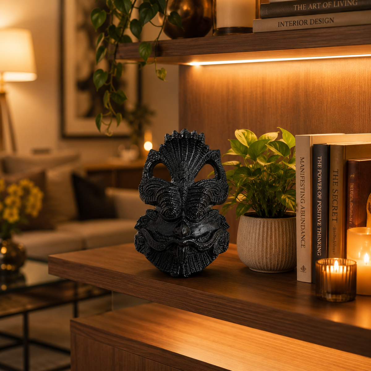 Black Tourmaline 3-Mukhi Inspired Decorative Idol – Good Habiitss