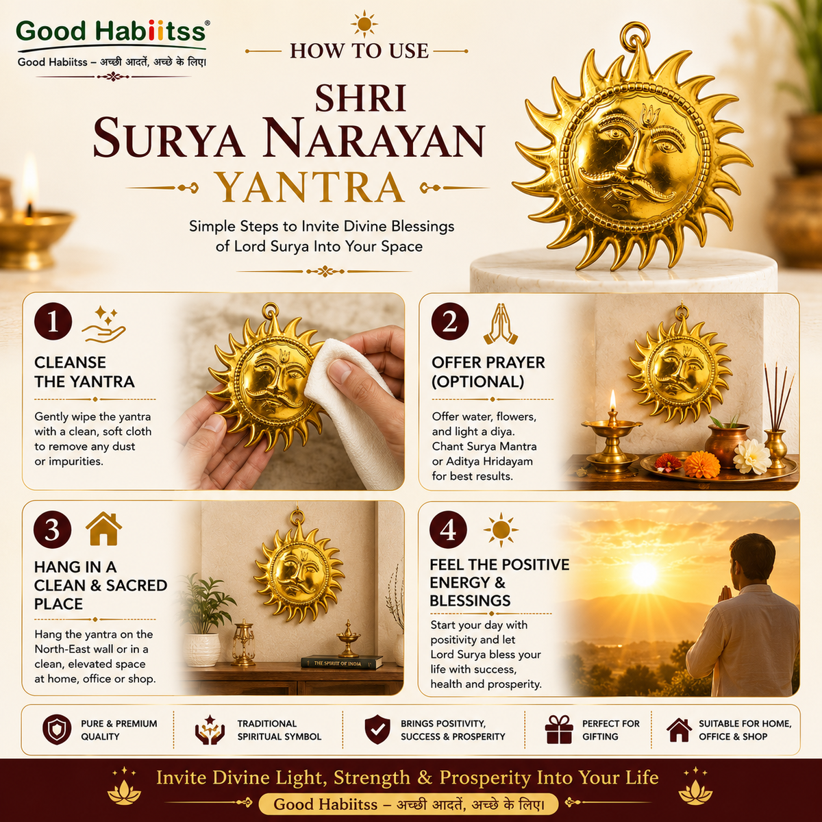 Shri Surya Narayan Yantra – Traditional Symbol Décor – Good Habiitss