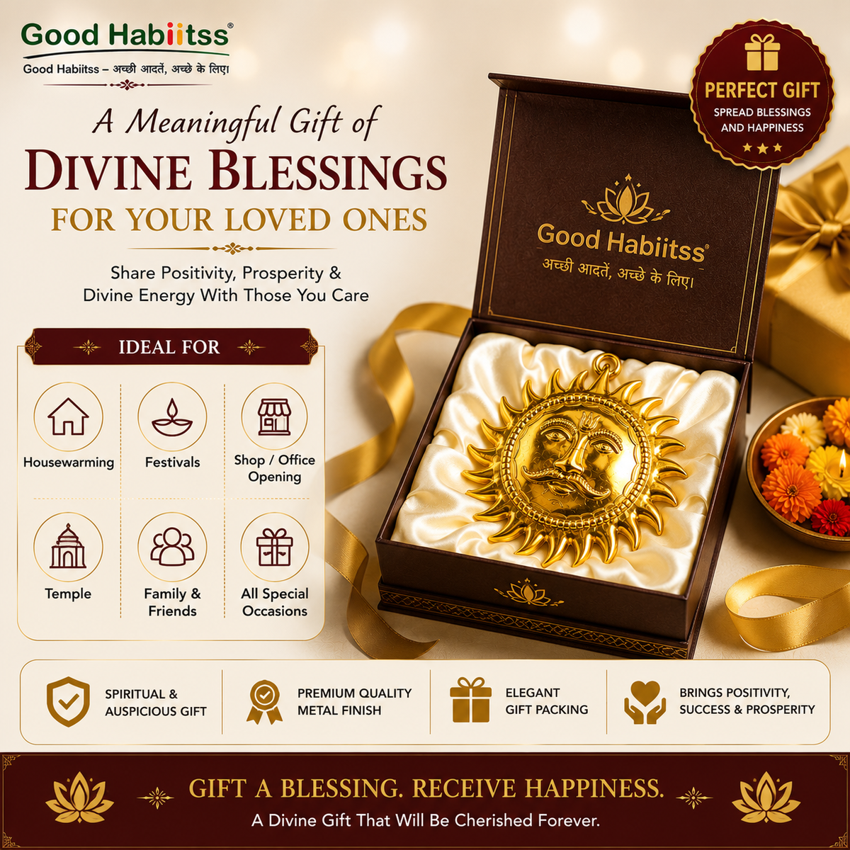 Shri Surya Narayan Yantra – Traditional Symbol Décor – Good Habiitss