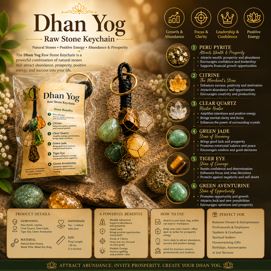 Dhan Yog Raw Stone Keychain