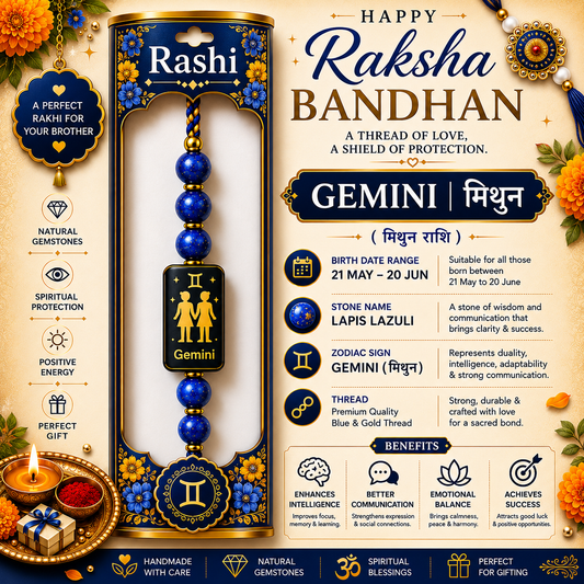 Gemini Rashi Rakhi | Lapis Lazuli
