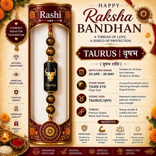 Taurus Rashi Rakhi | Tiger Eye