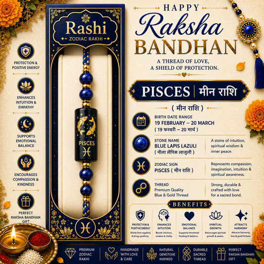 Pisces Zodiac Rakhi | Blue Lapis Lazuli