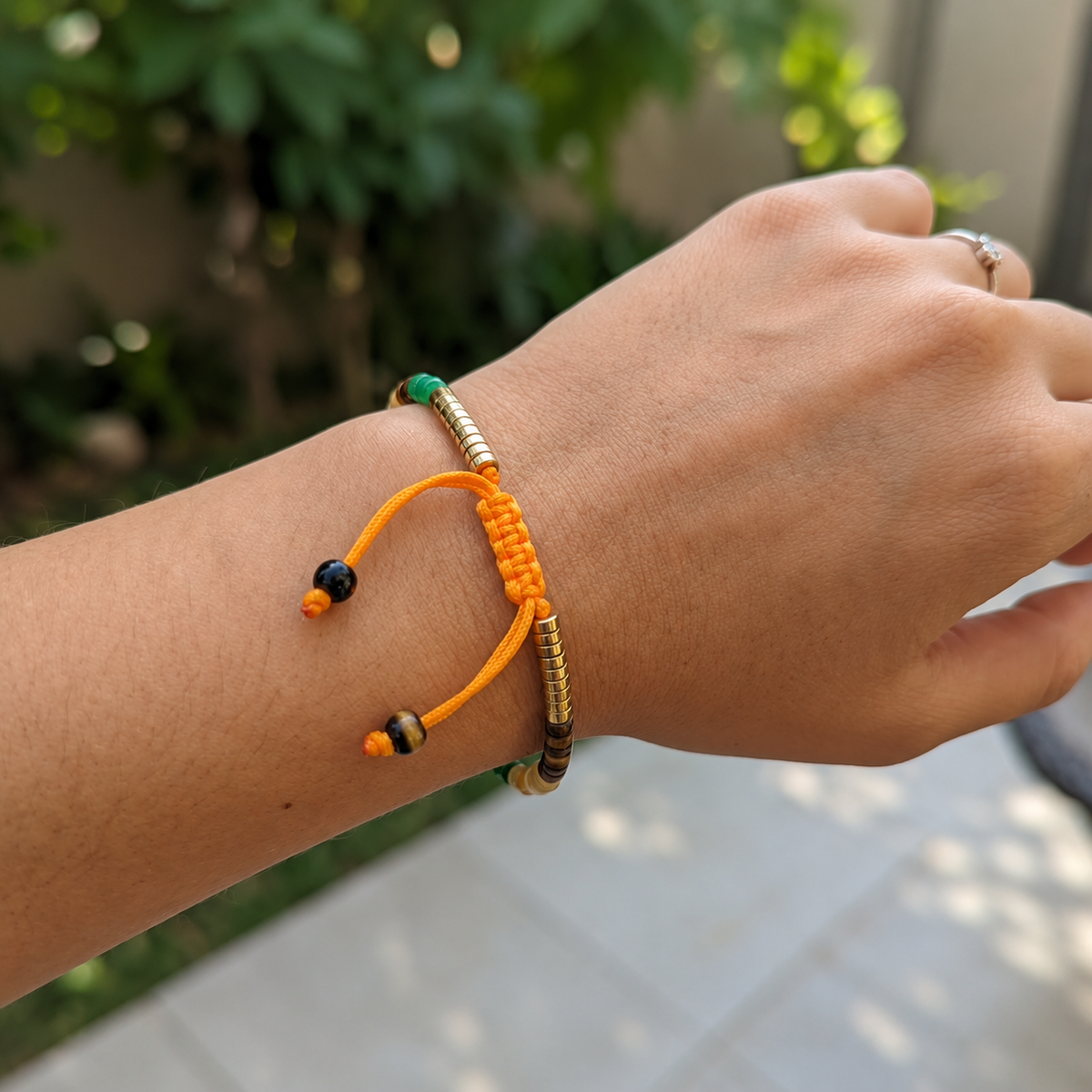 Money Magnet Bracelet – Green & Gold Beaded Jewellery – Good Habiitss