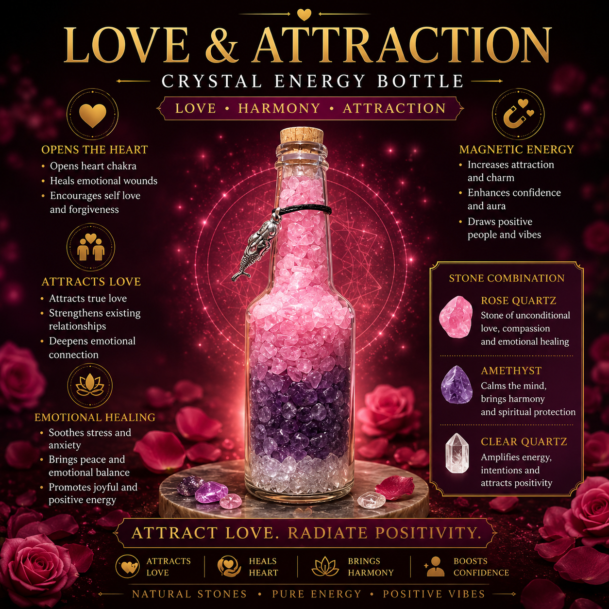 Love Attraction Crystal Energy Bottle