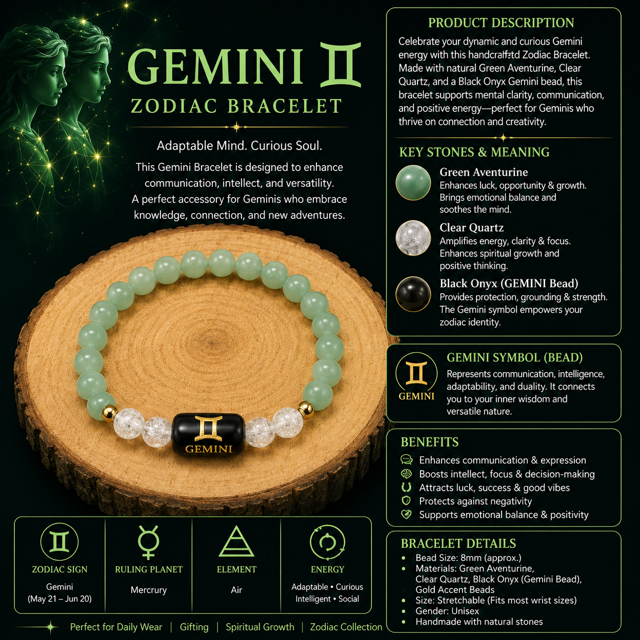 Gemini Zodiac Bracelet