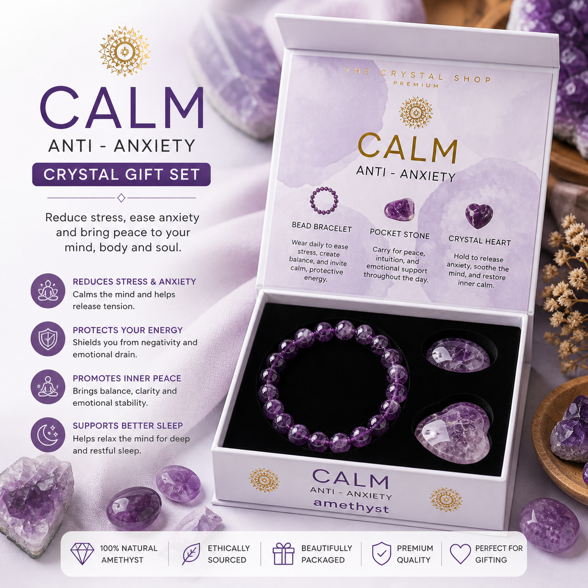 Amethyst Crystal Gift Set – Lifestyle Décor – Good Habiitss