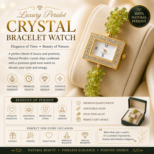 Luxury Peridot Crystal Bracelet Watch