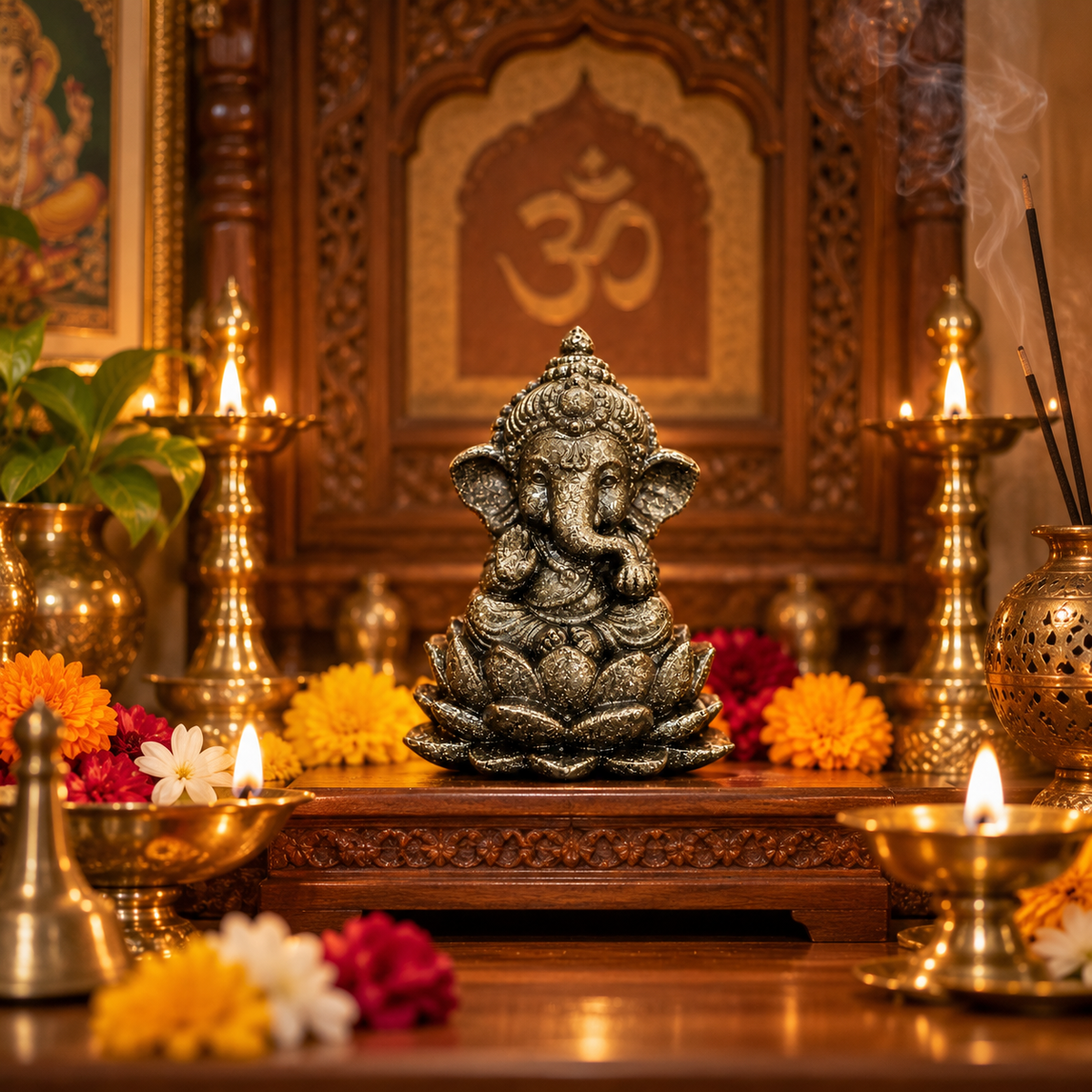 Pyrite Bal Ganesh Ji Idol – 3 Inch | Spiritual Décor & Gift