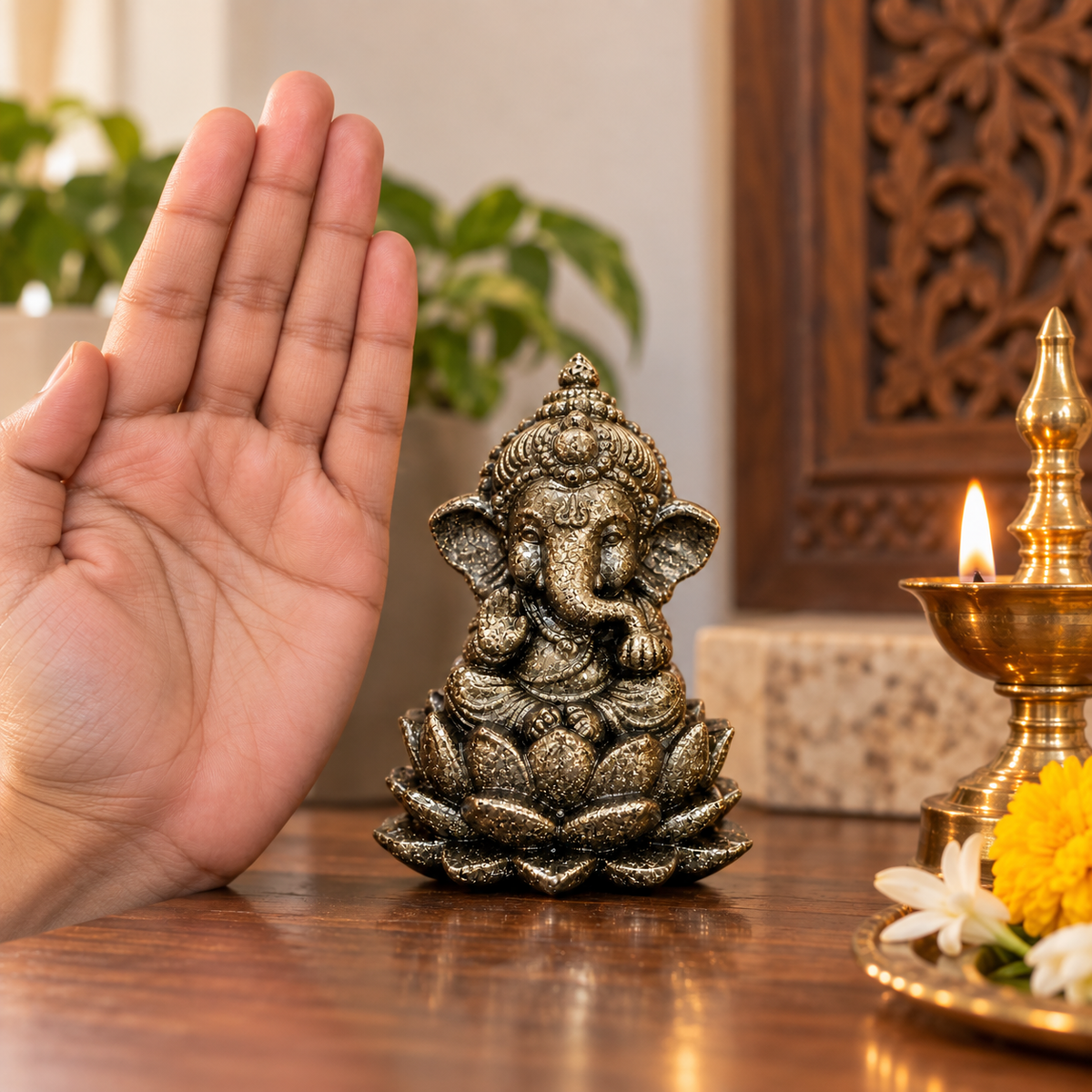 Pyrite Bal Ganesh Ji Idol – 3 Inch | Spiritual Décor & Gift