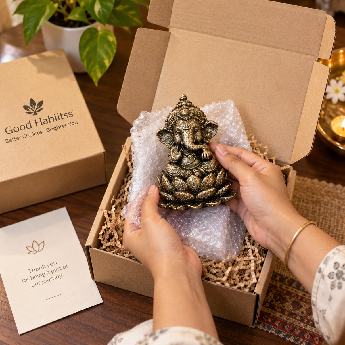 Pyrite Bal Ganesh Ji Idol – 3 Inch | Spiritual Décor & Gift
