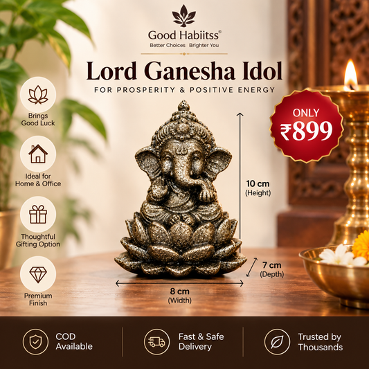 Pyrite Bal Ganesh Ji Idol – 3 Inch | Spiritual Décor & Gift