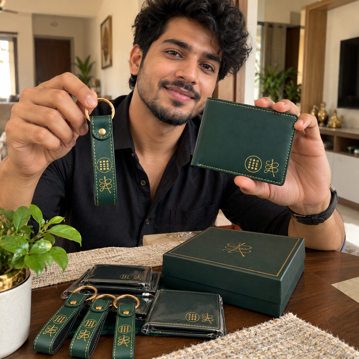 Feng Shui Green Vegan-Leather Wallet Gift Set – Lifestyle Accessory – Good Habiitss