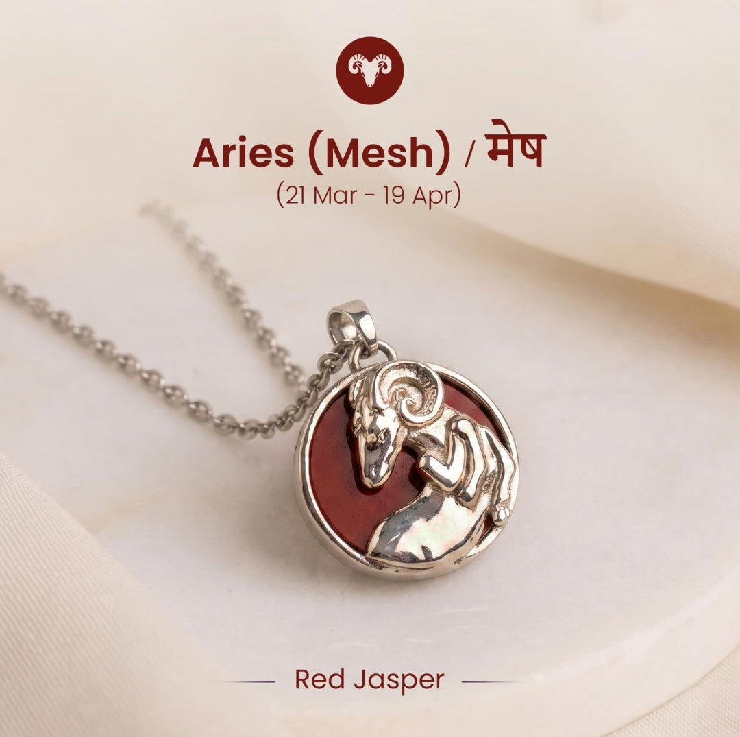 Aries (Mesh) Zodiac Pendant – Red Jasper Crystal Necklace – Good Habiitss