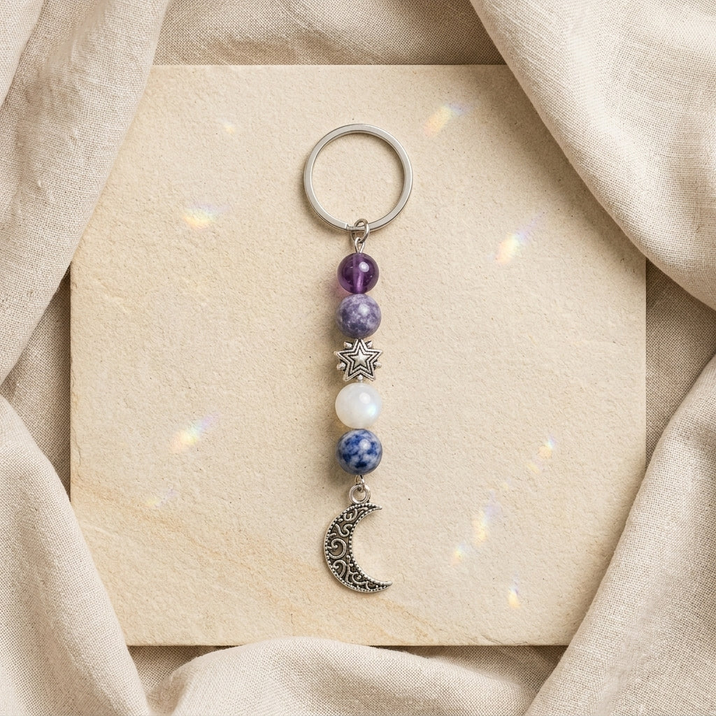 Peace & Calm Crystal Keychain – Gemstone-Inspired Accessory – Good Habiitss