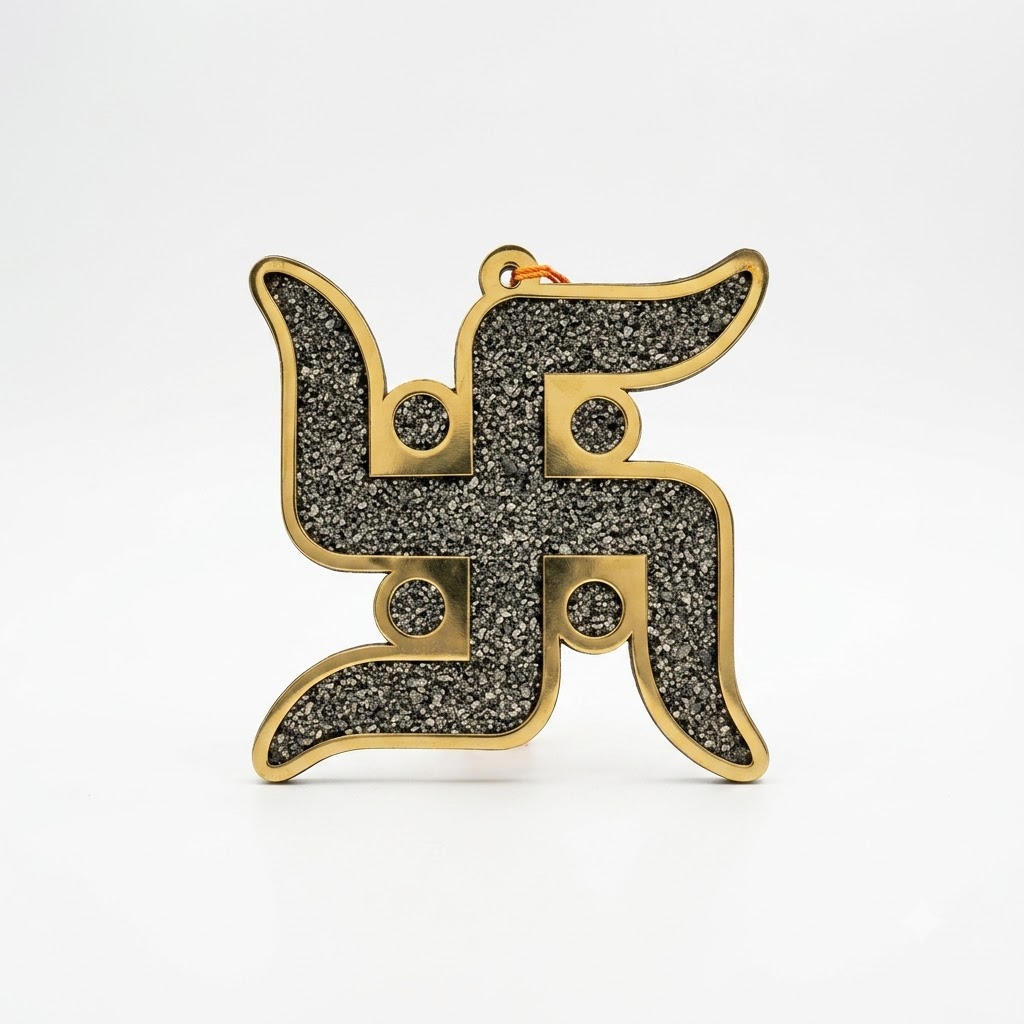 Pyrite Swastik Wall Hanging – Traditional Crystal Home Décor – Good Habiitss