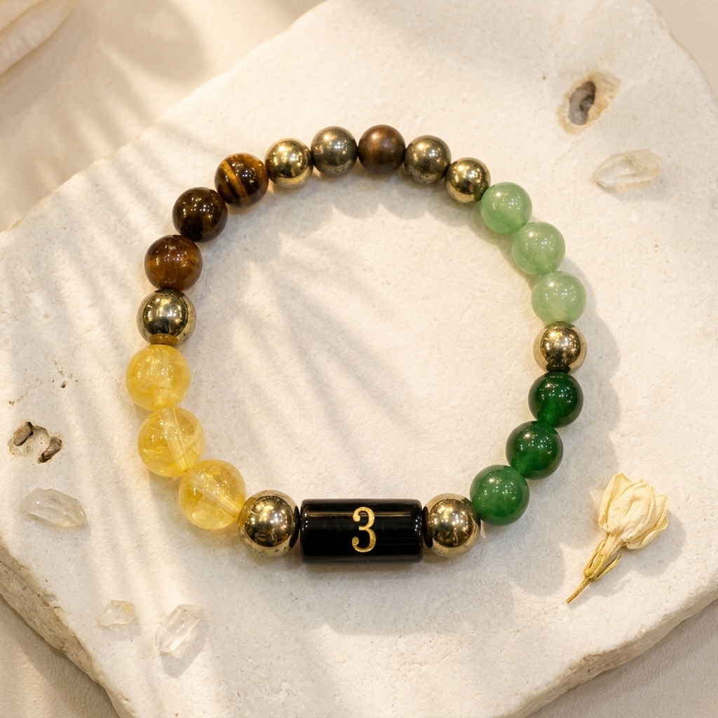 Mulank 3 Bracelet – Natural Crystal Numerology Jewellery – Good Habiitss
