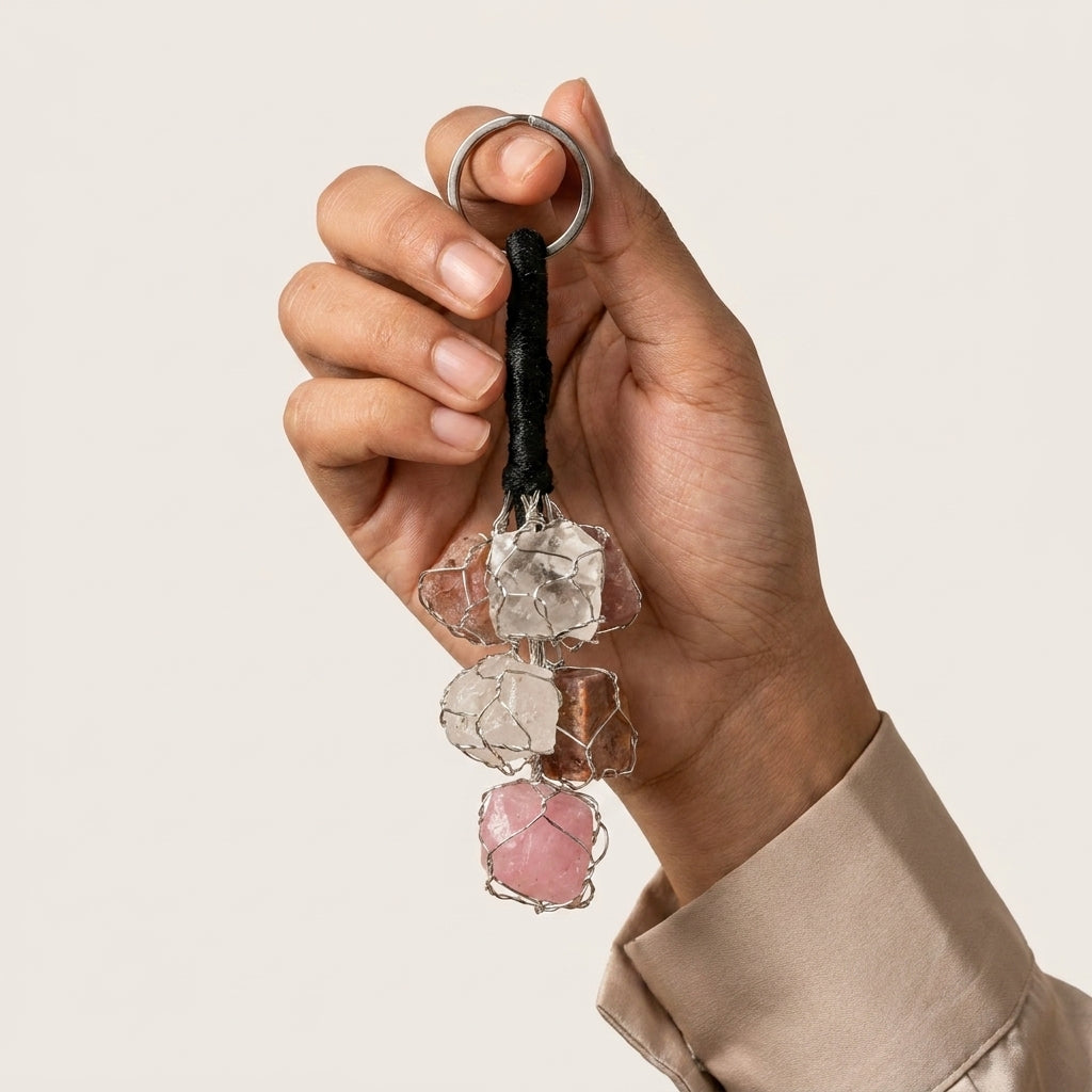 Love Relationship Raw Stone Keychain