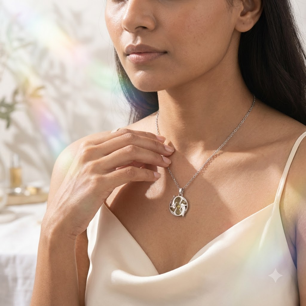 Pisces (Meen) Zodiac Pendant – Citrine Crystal Necklace – Good Habiitss