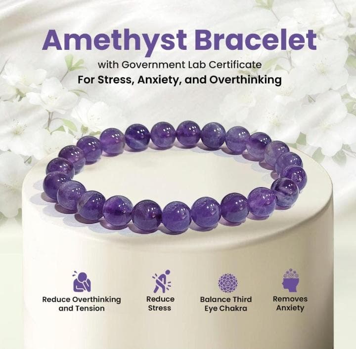 Amethyst Bracelet (8MM) - GOOD HABITSS